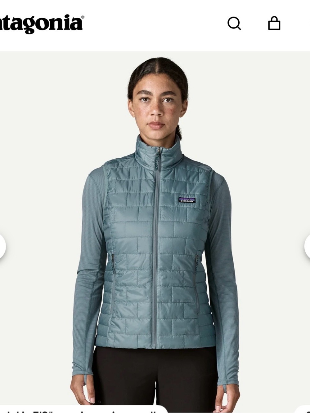 Patagonia Light Blue Quilted Nano Vest with Zip Pockets
